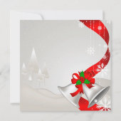 赤エレガント輪シルバーベルクリスマス 招待状 (裏面)