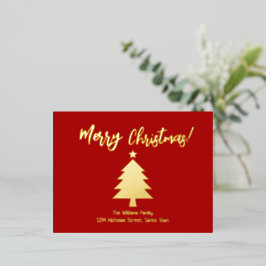 赤エレガント金の箔メリークリスマスフォイル 箔シーズンポストカード