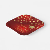 赤エレガント金ゴールドおめでとう2025年卒業 ペーパープレート (傾斜あり)