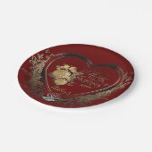 赤エレガント金ゴールドのクリモダンスビクトリアンマス ペーパープレート (アングル)