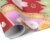 赤エレガント金ゴールドアモダンジアフローラ ラッピングペーパー (ロールコーナー)