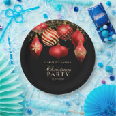 赤エレガント金ゴールドオーナメントクリスマスパーティー ペーパープレート (パーティー)