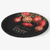 赤エレガント金ゴールドオーナメントクリスマスパーティー ペーパープレート (アングル)