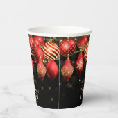 赤エレガント金ゴールドオーナメントクリスマスパーティー 紙コップ (右)