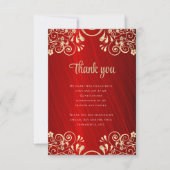 赤エレガント金ゴールドキンセアニェラ写真ありがとう サンキューカード (正面)