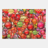 赤エレガント金ゴールドクリスマスオーナメント休暇 ラッピングペーパーシート (正面)