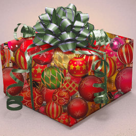 赤エレガント金ゴールドクリスマスオーナメント休暇 ラッピングペーパー