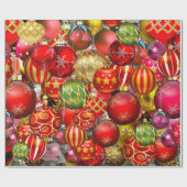 赤エレガント金ゴールドクリスマスオーナメント休暇 ラッピングペーパー (フラット)