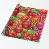 赤エレガント金ゴールドクリスマスオーナメント休暇 ラッピングペーパー (アンロールド)