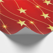 赤エレガント金ゴールドクリスマススターホリデーパターン ラッピングペーパー (角)