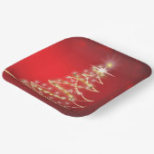 赤エレガント金ゴールドクリスマスツリー ペーパープレート (傾斜あり)