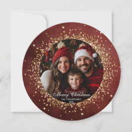 赤エレガント金ゴールドグリッタークリスマスファミリー写真