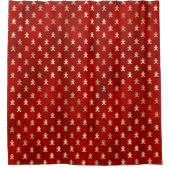 赤エレガント金ゴールドジンガーブレッドクリスマス シャワーカーテン (正面)