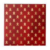 赤エレガント金ゴールドジンガーブレッドクリスマス タイル (正面)