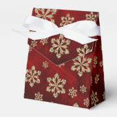 赤エレガント金ゴールドスノーフレークパーソナライズされた フェイバーボックス (正面サイド)
