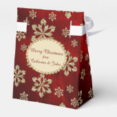 赤エレガント金ゴールドスノーフレークパーソナライズされた フェイバーボックス (裏面サイド)