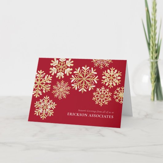 赤エレガント金ゴールドスノーフレーク企業の事業 シーズンカード (正面)