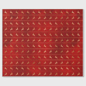 赤エレガント金ゴールドトナカイストライプアのパターン ラッピングペーパー (フラット)