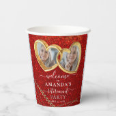 赤エレガント金ゴールドハートカスタム写真退職 紙コップ (裏面)