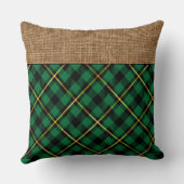 赤エレガント金ゴールドバッファローチェックタータンチェックパターン クッション (裏面)