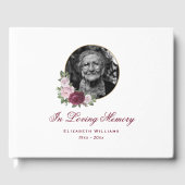 赤エレガント金ゴールドピンクフローラ葬儀の写真 ゲストブック (正面)