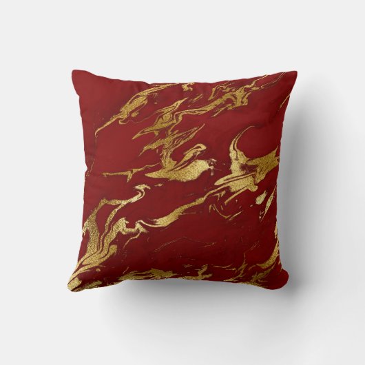 赤エレガント金ゴールドフェイク大理石クリスマス クッション (裏面)