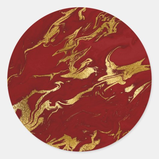 赤エレガント金ゴールドフェイク大理石 ラウンドシール (正面)