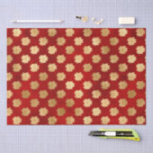 赤エレガント金ゴールドフォイルのポインセティアスのパターン休日 薄葉紙 (クラフト)