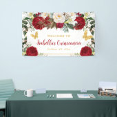 赤エレガント金ゴールドフラワーズチョークンセニェラ 横断幕 (トレードショー)