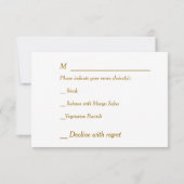 赤エレガント金ゴールドフレ結婚ームのメニューRSVP 出欠カード (裏面)