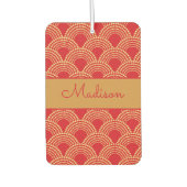 赤エレガント金ゴールドホタテパーソナライズされたプ名 カーエアーフレッシュナー (正面)