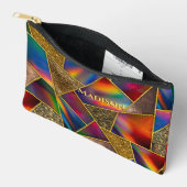 赤エレガント金ゴールドホログラフィー アクセサリーポーチ (見開き)