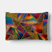 赤エレガント金ゴールドホログラフィー アクセサリーポーチ (正面)