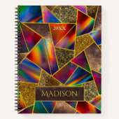 赤エレガント金ゴールドホログラフィー ノートブック (正面)