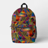 赤エレガント金ゴールドホログラフィー プリントバックパック (正面)