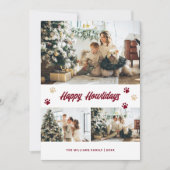 赤エレガント金ゴールドポーズフォトハッピーハウデイ シーズンカード (正面)