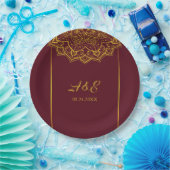 赤エレガント金ゴールドマンダラ結婚ズ ペーパープレート (パーティー)