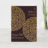 赤エレガント金ゴールドマ結婚ダラ記念日 カード (正面)