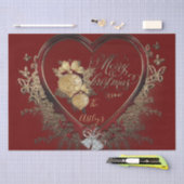 赤エレガント金ゴールドモダンハートクリスマス 薄葉紙 (クラフト)