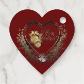 赤エレガント金ゴールドモダンビクトリアンハート フェイバータグ (裏面)