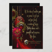 赤エレガント金ゴールド企業のグリーティングカード シーズンカード (正面/裏面)