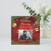 赤エレガント金ゴールド写真テンプレートクリスマス シーズンカード (スタンド正面)