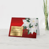 赤エレガント金ゴールド宗教フローラ写真クリスマス シーズンカード (正面)