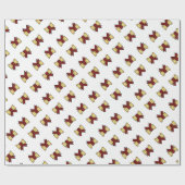 赤エレガント金ゴールド弓模様ホワイトギフト ラッピングペーパー (フラット)