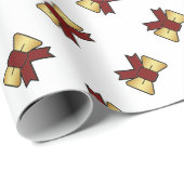 赤エレガント金ゴールド弓模様ホワイトギフト ラッピングペーパー (ロールコーナー)