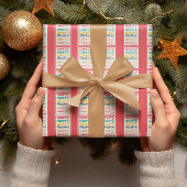 赤エレガント金ゴールド星カラフル聖降誕祭 ラッピングペーパー