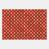 赤エレガント金ゴールド箔クリスマスオーナメントフェスティバル ラッピングペーパーシート (正面2)