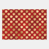 赤エレガント金ゴールド箔ポインセチア花柄 ラッピングペーパーシート (正面)