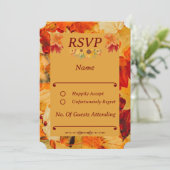 赤エレガント金ゴールド紅葉秋の結婚式RSVP (スタンド正面)