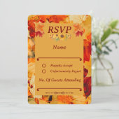 赤エレガント金ゴールド紅葉秋の結婚式RSVP (スタンド正面)